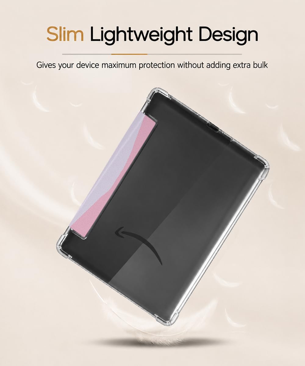 Schutzhülle für Kindle Paperwhite 12. Generation und Kindle Colorsoft Signature Edition 2024 (17,8 cm) – leichte, strapazierfähige PU-Lederhülle und transparente weiche TPU-Rückseite mit