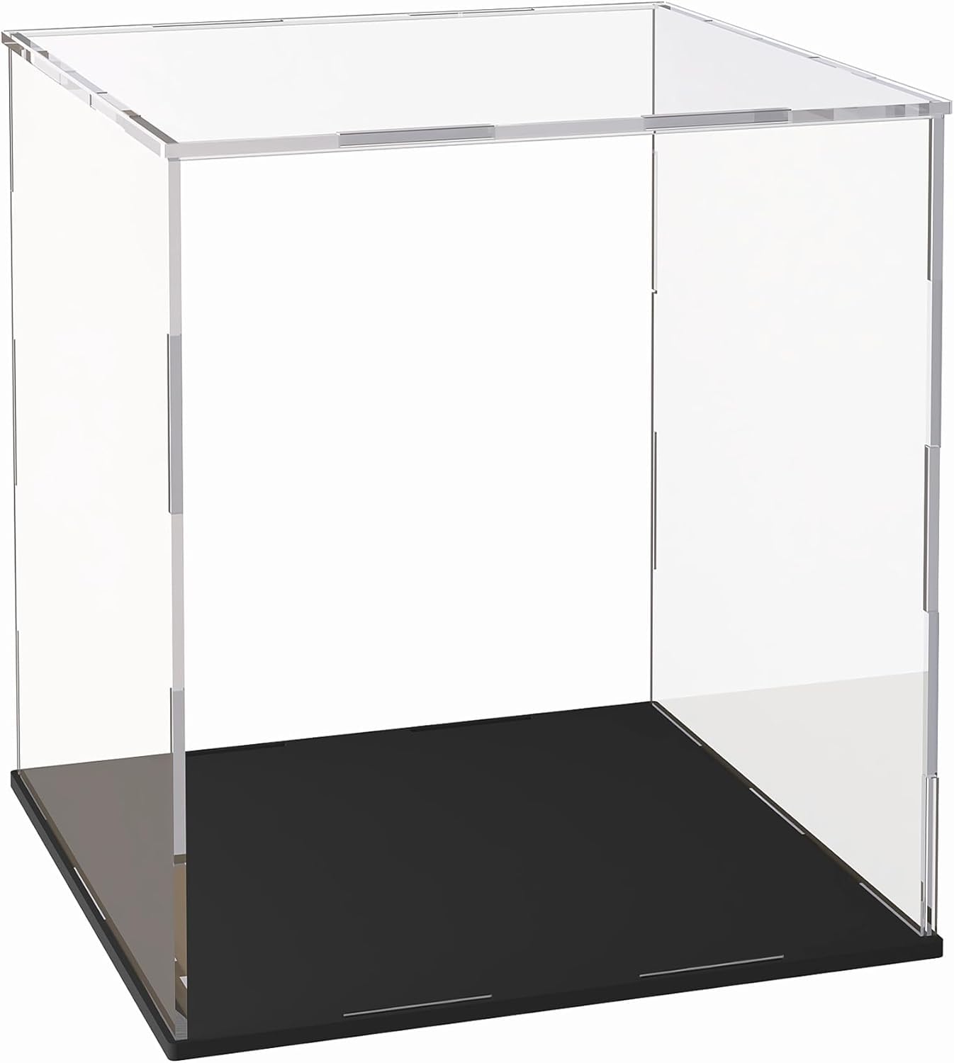 NIYANETAIL DIY Clear Acrylic Display Case for Collectibles & Action Figures – Dustproof Display Box with Black Base for Toys, Miniatures, Memorabilia, Showcase Decor (8" L x 8" W x 12" H)