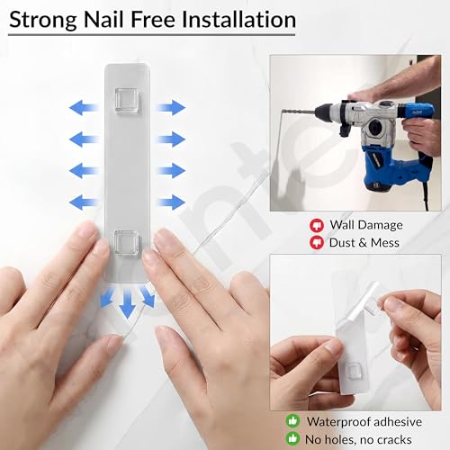 Image of Plantex Self Adhesive Towel Hanger for Bathroom /90 Folding Towel Rack for Bathroom 24 Inch /Towel Holder /Bathroom Accessories - Pack of 1(Black, 6800)
