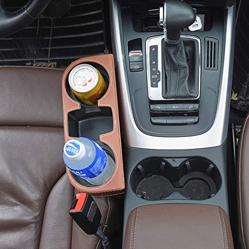 Image of Brown Multifunctional Car Cup Holder Car Seat Organizer Gap Filler Bottle Phone Storage Organizer