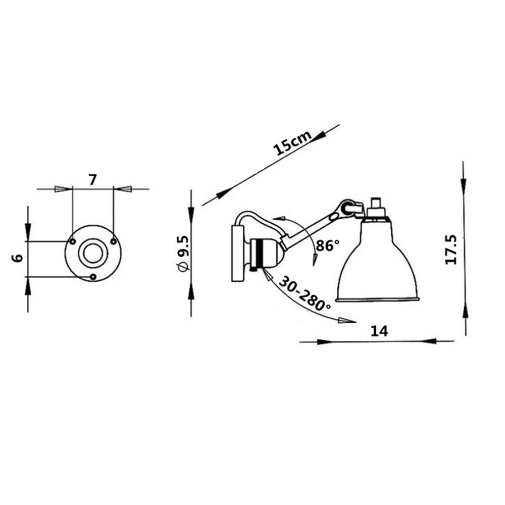 Applique Murale Tête Réglable E14, Angle Bras Articulé Lampe Murale Industrielle Fer Forgé Abat-jour Lampe de Chevet Pivotant Lampe de Mur Lumière pour Maison Couloir Salon Chambre Lecture,Rouge
