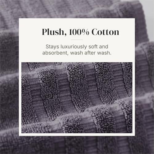 Image of Modern Threads 6 Piece Bath Towel Set - Bathroom Set with 2 Bath Towels, 2 Hand Towels, and 2 Wash Cloths - 100% Cotton, Super Absorbent & Extra Soft - Reversible Classic Diamond (Purple)