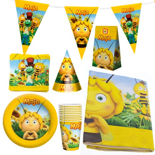 Party Factory `Biene Maja´ 36-delig partyset met 8 bekers 250ml, 8 borden 23cm en 20 servetten 33x33cm, feestservies voor verjaardagen en themafeesten