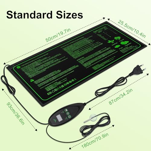 Apritsce Heizmatte Pflanzen mit Thermostat, 53x 25 cm 30w WäRmematte Pflanzen mit 6 Temperaturstufen und 6 Timerstufen, Seedling Heat Mat für SäMling Germination Pflanzen Wachstum
