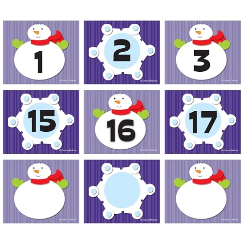 Carson Dellosa 36 Winter Wonderland Classroom Calendar Cover Ups, Double Sided Snowman & Snowflake Cover Ups for Calendar & Calendar Pocket Chart, Winter Wonderland Decorations for Wall Calendar