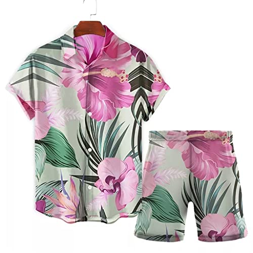 Ensemble short et chemise d'été CLSDRZC pour homme à imprimé de plage casual