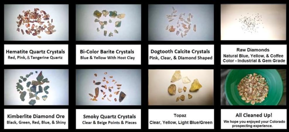 Colorado Crystal & Gemstone Paydirt - Rare Crystals, Gems, Diamond, Topaz, Barite, Calcite, Smoky Quartz, Hematite Quartz, Kimberlite, More