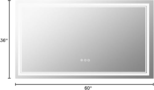 Miniatura 8 de ISTRIPMF Espejo de baño LED de 60 x 36 pulgadas con luces, espejo de tocador LED grande, retroiluminado y frontal iluminado para pared, antiniebla,