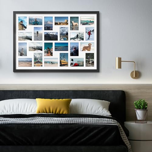 Image of DUENPY 22x32 Collage Picture Frame 4x6 Picture Frames Collage Wall Decor Displays twenty four 4x6 inch Photos Available Horizontal Wall Mounting Display and Vertical Black