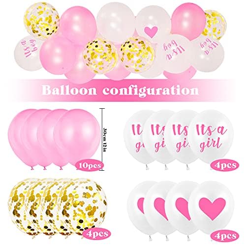 Baby Shower Decoration Pink, Baby Shower Girl Decoration, Baby Shower Decorations, It's a Girl Garland, Newborn Foil Balloon - Image 3