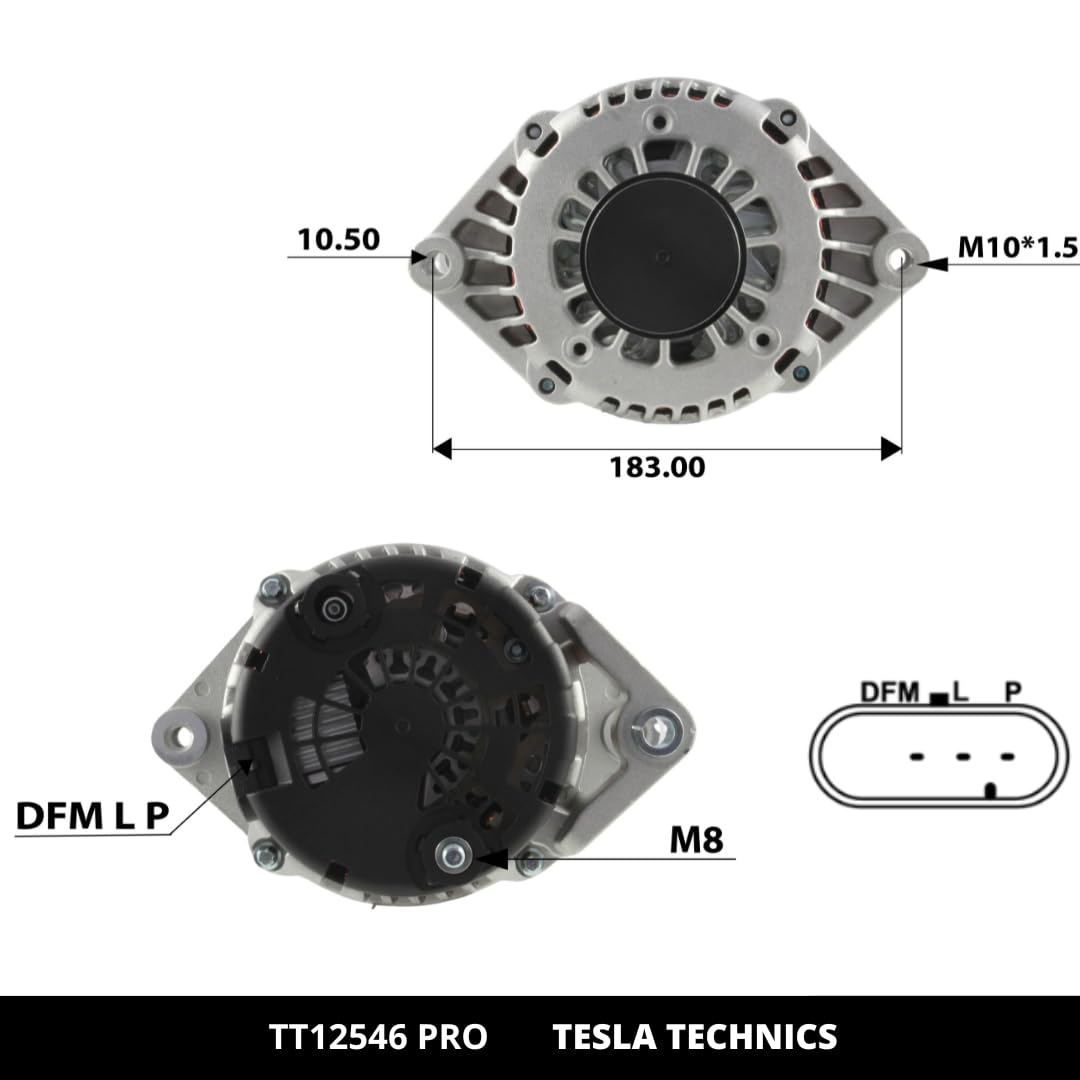 Alternateur TESLA TECHNICS TT11188 PRO 12V 80A - Compatible LADA NIVA, Installation Facile, Garantie Incluse