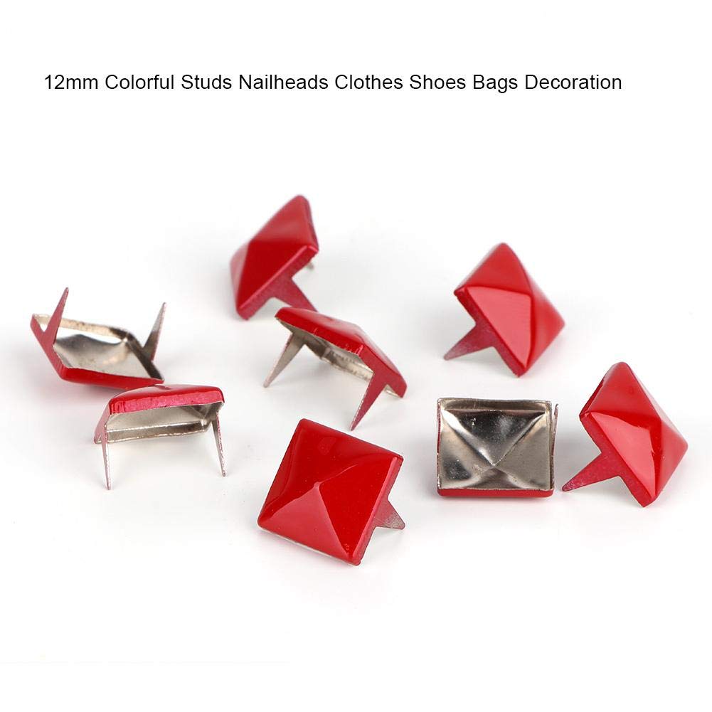 Metal Punk Spikes, 100pcs Colorful Square Pyramid Rivets 12mm Decorative Leather Craft Hardware for DIY Punk Rock Accessories - Image 4