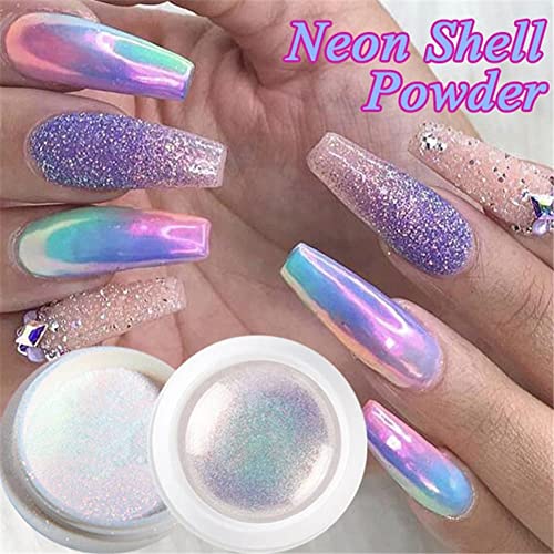 2023 Nail Glitter Pearl Neon Pink For Nails Jewelry Glitter Pink Color Shell Powder Mermaid Pearl Mirror Powder Aurora Pearl Nail Mermaid Nail Art Glitter Powders Unicorn Chrome Pigment #TOP1