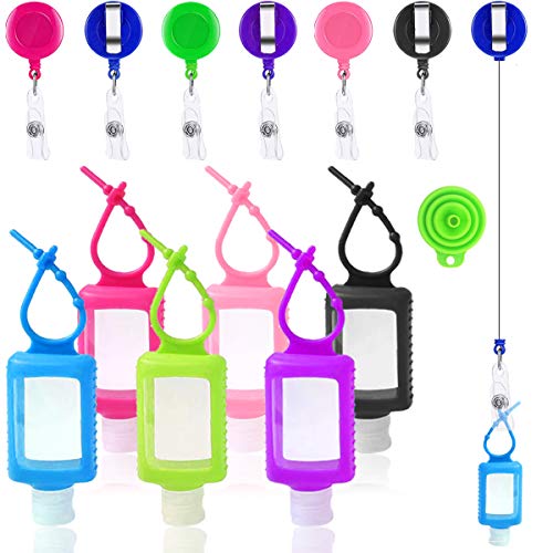 Juego de botellas de viaje recargables de plástico vacío, botellas de apriete portátiles, carretes de insignia, cabezales de pulverización, clips de anillo en D, embudo de silicona