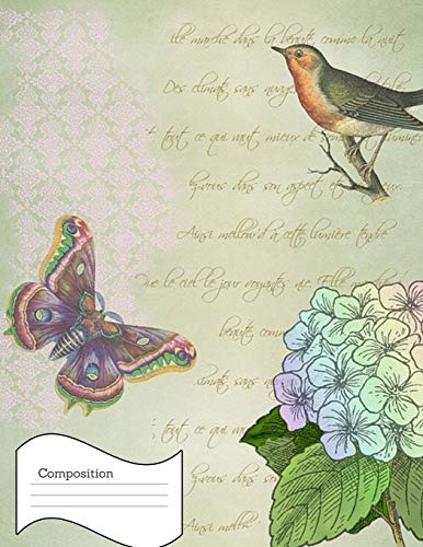 Composition: Vintage Butterfly Floral Notebook, Comp Book, College Ruled For Note Taking,...
