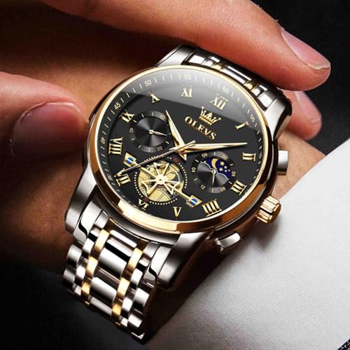 Image of OLEVS Men's Analog Watch Multi Color Business Stainless Steel Waterproof Luminous Quartz Watch Luxury Leisure Date Simulation Original Bowl Watch