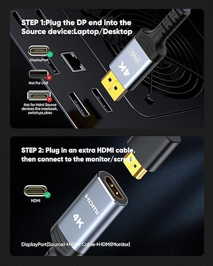Image of Highwings 4K DisplayPort to HDMI Adapter 10 Pack, Uni-Directional Display Port DP to HDMI Adaptor Converter Male to Female(1080p 120Hz), for AMD NVIDIA Dell HP Laptop HDTV Monitor Projector, [Passive]