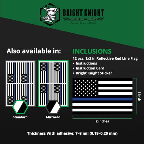 Image of Bright Knight Decals 2x1 Blue Line Reflective American Flag Stickers 12pcs