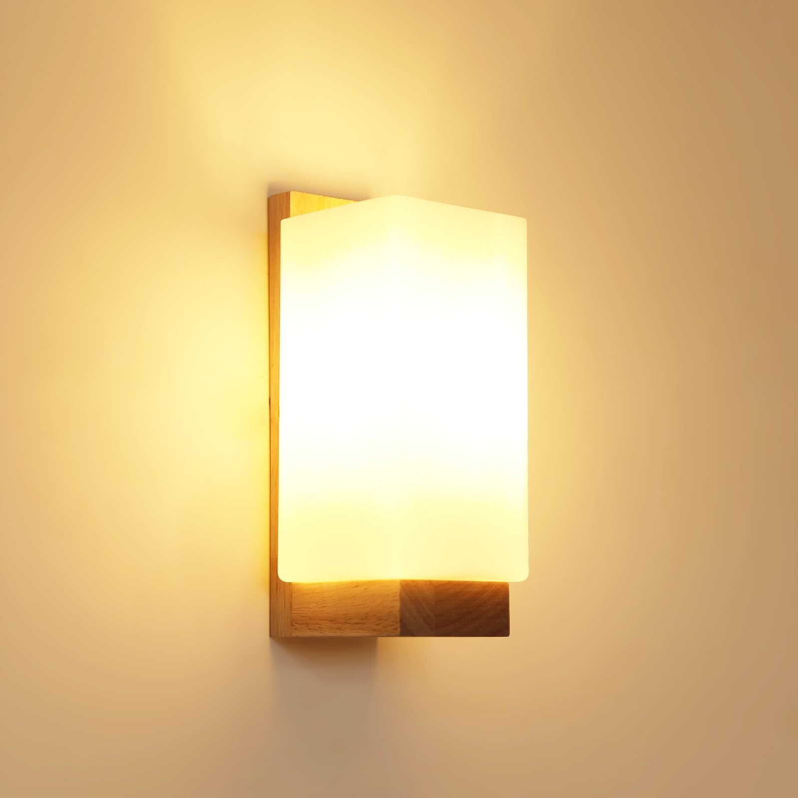 Osairous applique led da parete interno 3000K/4500K/6500K applique da parete dimmerabile a tre colori lampada da parete creativa in legno adatto per camere da letto, corridoi, scale (25 * 12 * 10 cm)