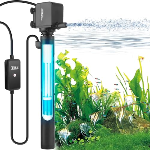 BAITAI UV Sterilizer for Aquarium,Fish Tank UV Sterilizer,600L/H The Green Water Killing Machine with Timer-Controlled UV Light,Universal Filter for 40-150L Fresh and Saltwater Tanks