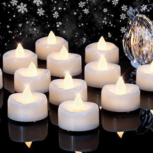 Image of merrynights LED Candles, Tea Lights Candles Battery Operated Bulk, 50-Pack Long-Lasting 200 Hours Flameless Tealight Candles, Realistic Tea Lights for Christmas Halloween Wedding, 1.5'' D X 1.25'' H