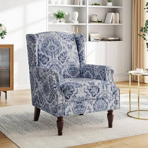 Pia Ricco High Back Floral Accent Chair - Retro Wingback