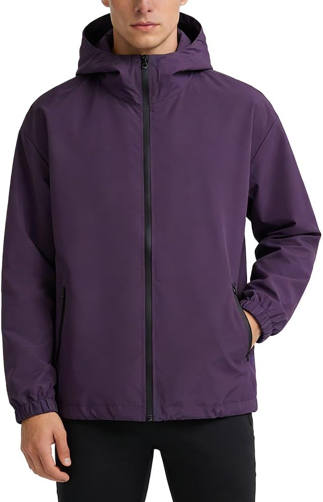 Men Women Fashion Lightweight Rain Jacket Hooded Waterproof Windbreaker