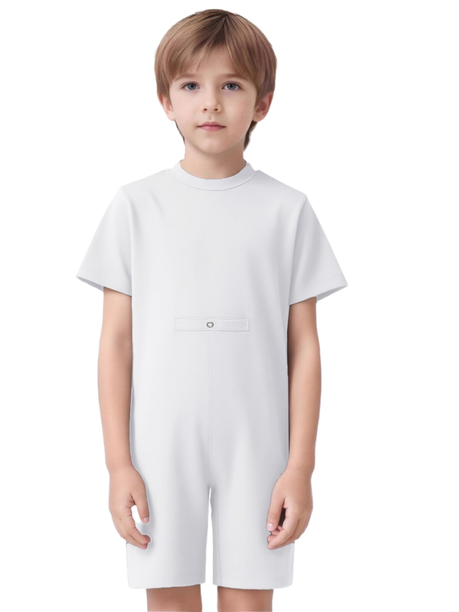 inlzdz Monos Cortos De Manga Corta con Cremallera para Niños Y Niñas Ropa Adaptativa con Necesidades Especiales Mono Sensoria