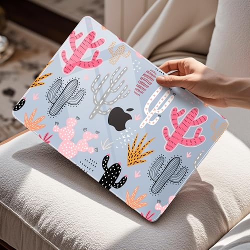 Image of Mektron Case for 2026 MacBook Air 13-inch M5 Laptop A3449 with 13.6-inch Liquid Retina Display, 2025 2024 2022 M4 /M3 /M2 MacBook Air 13 inch Hard Shell Cover, Model A3240 A3113 A2681, Colorful Cacti-Blue