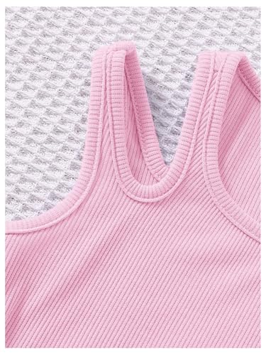 Image of OYOANGLE Toddler Girl's 4 Pack Ribbed Knit Crop Tank Tops Set One Shoulder Summer Camisole