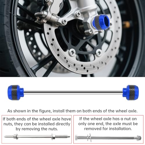 Image of 4Pcs Motorcycle Fork Frame Sliders, Aluminum Crash Protectors Decor | Fits 10-14.5mm axles. Sacrificial impact protection for fork /frame /exhaust. Stylish carbon fiber decal. For sooter (Blue)