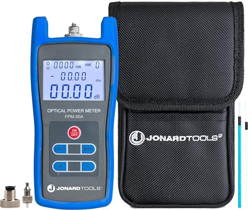 Jonard Tools FPM-50A High Precision Fiber Optic Power Meter (-50 to +26 dBm) with FC/SC/LC Adapters for PC/UPC/APC Connectors with Included Carry Case