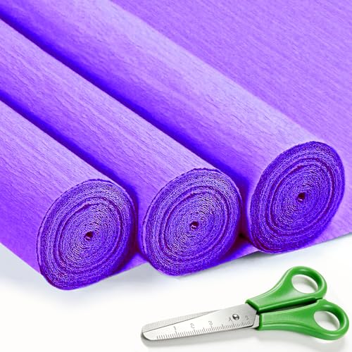 Papier crépon violet VNAKER en lot de 3 rouleaux de 43x248 cm pour décorations de fête