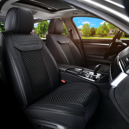 Image of Coverado 2 in 1 Front Seat Covers for Car, Conversions Between Warm Suede and Cold Ice Silk for Car Seat Protector Car Accessories Universal Fit for Most Cars SUVs and Trucks(Black)