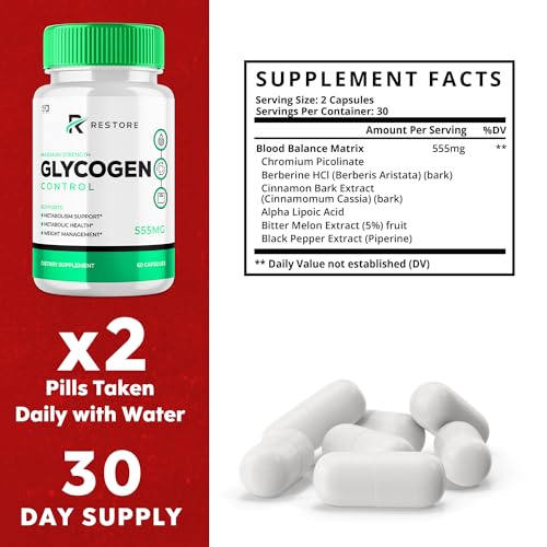 (2 Pack) Restore Glycogen Control, Restore, Glycogen Control, Restore Glycogen Control Advanced Formula Support Supplement, Restore Glycogen Control Metabolic Health Pills (120 Capsules) - Thumbnail 4