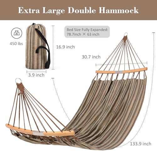 SUNCREAT-Hammocks-Double-Hammock-with-Curved-Spreader-Bar-Outdoor-Camping-Portable-Hammock-with-Carrying-Bag-Tree-Straps-for-Patio-Backyard-Balcony-Max-450lbs-Capacity-Brown