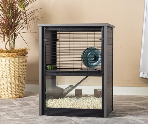 Hamsterkäfig mit 2 Etagen - Mehrstufiges Nagetierhaus - Dekoratives Möbelstück - 55,2 x 42,7 x 72,5 cm