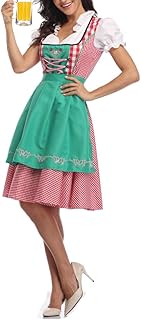 Trajes Femininos Trajes Cerveja Meninas Vestidos Xadrez Vestidos Bavários Trajes Oktoberfest Trajes de Carnaval Festa Halloween Trajes de Oktoberfest (Estilo 2 XL)