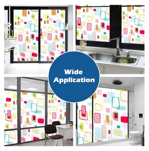 Image of Premium Vinyl Privacy Stained Window Glass Sticker (24x60 Inch) - Self-Adhesive Decorative Sticker Opaque Tint Wallpaper for Glass Cover Window, Door, Office, Home.| Anti-UV. 3D Shapes