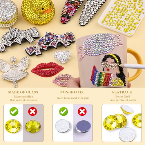 Image of 5000PCS SS6 /2mm Crystal Glass Rhinestones for Bedazzling (Lemon Yellow) | Flatback Rhinestones for Crafting DIY Nail Art Makeup Decoration, Gems Diomand Charms for Tumbler Shoes Clothing Mug