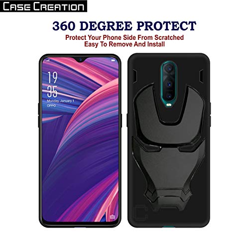 Image of COVERLY Official 3D Touch Feel Trending Avengers Logo Mask Soft Rugged Grip Silicone Iron Man Super Power Cartoon Movie Engraved Silicone Matte Back Cover for Oppo R17 Pro -HD Black