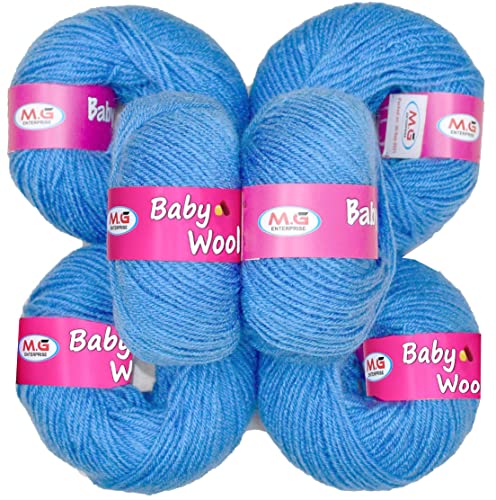 Image of 100% Acrylic Wool Airforce Blue (6 pc) Baby Wool Wool Ball Hand Knitting Wool /Art Craft Soft Fingering Crochet Hook Yarn, Needle Knitting Yarn Threa G HG