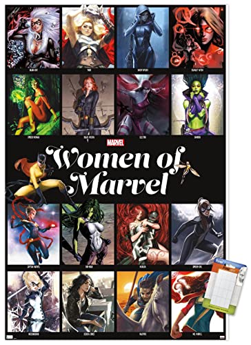 Trends International Marvel - Women of Marvel - Grid Wall Poster, 22.375" x 34", Premium Poster & Mount Bundle
