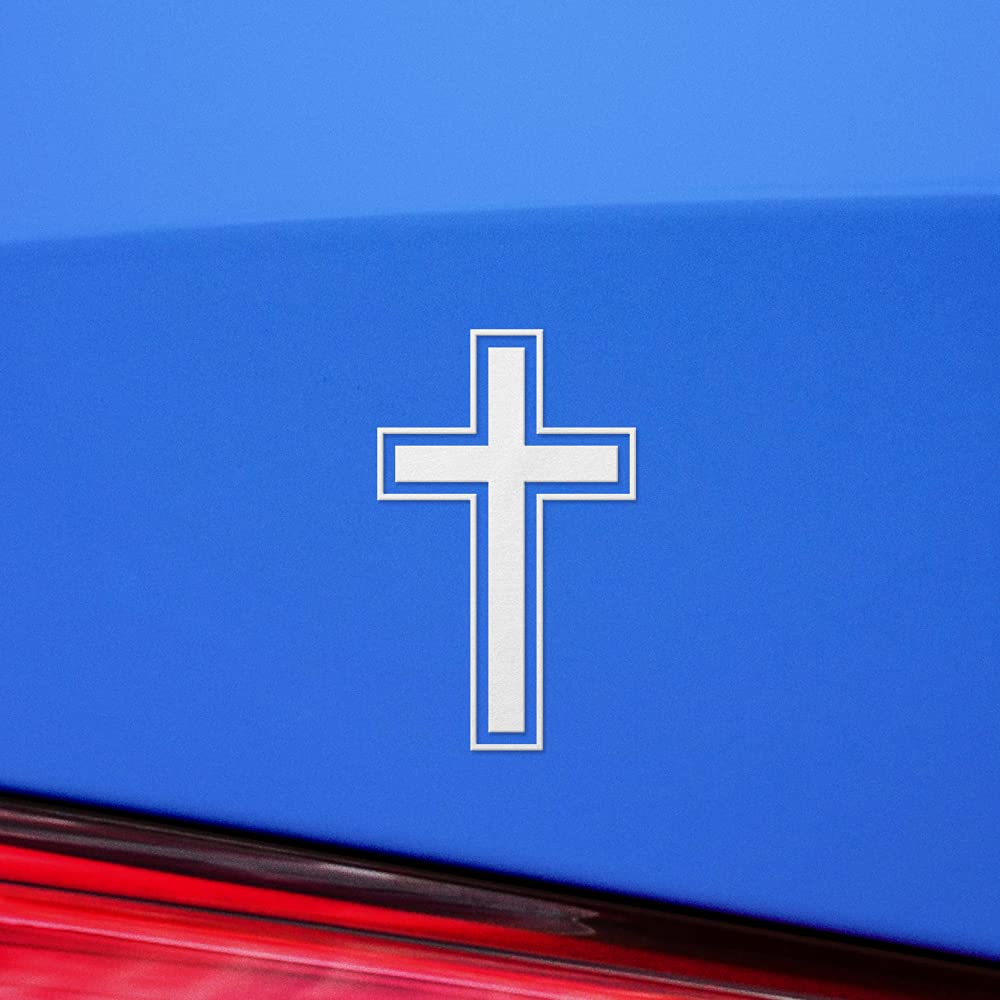 2 Pcs - ANGDEST Club Decal Stickers of Cross (White) Premium Waterproof Vinyl Decal Stickers for Laptop Phone Accessory Helmet Car Window Mug Tuber