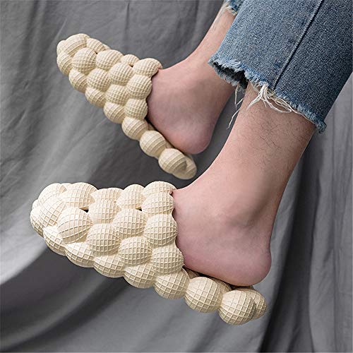 Funny Lychee Bubble Slippers, Super Soft Non-Slip Waterproof Summer Unisex Beach Massage Sandals Xmas Gift New(Beige,40M EU )3