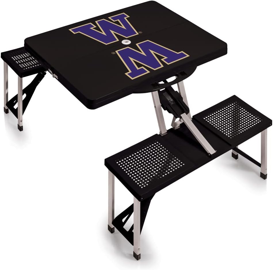 PICNIC TIME NCAA North Carolina Tar Heels Folding Picnic Table - Camping Table - Outdoor Table with Umbrella Hole