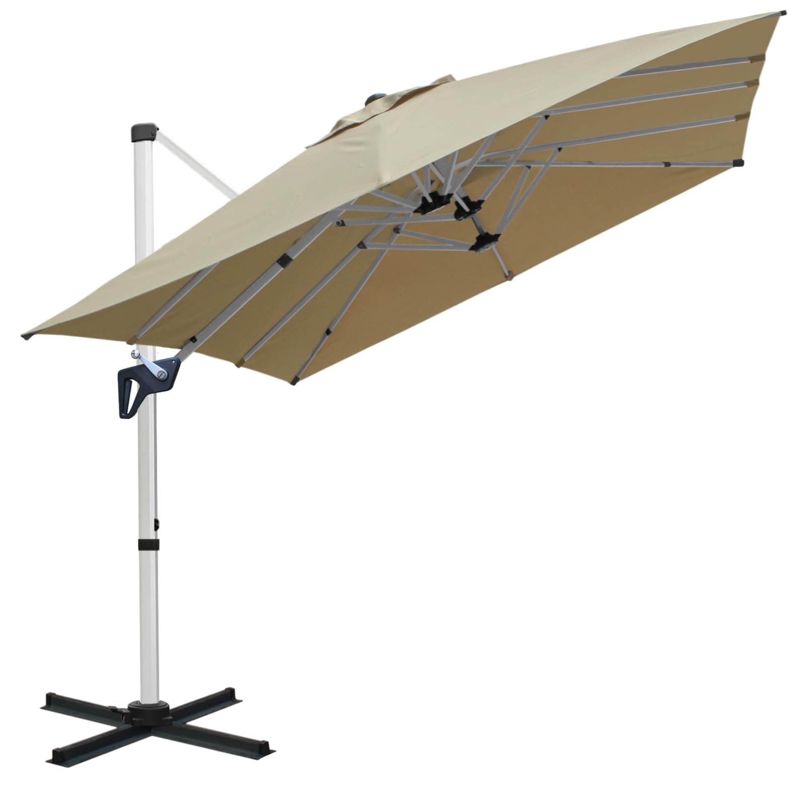 RANSENERS Ampelschirm Rechteckig 400 x 240cm, Doppelsonnenschirm, Drehbar 360°, Neigbar 0°-90°, Extra-Dicker Gewebe, UV50+, für Garten, Terasse, Cafe, im Freien