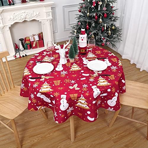 LuxFocus Christmas Table Clothes for Rectangle Tables Indoor Outdoor Table Covers Waterproof Snowman Decorative Table Cloth for Party Dining Banquet Home Green 54 x 70 Inch