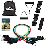 Yogree Resistance Bands - 12-Piece Set Includes 5 Exercise Tubes, Door Anchor, 2 Foam Handles, 2 Ankle Straps, Manual and Carrying Case by Reehut