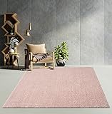 Mia´s Teppiche Joy Moderner Flauschiger Kurzflor Teppich, Anti-Rutsch Gel-Rücken, Waschbar bis 30 Grad, Super Soft, Felloptik, Pink, 80 x 150 cm